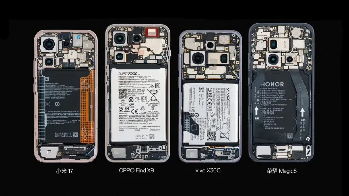 เจาะลึกวิศวกรรมภายในสมาร์ทโฟนเรือธง Xiaomi Mi 17, OPPO Find X9, vivo X300 และ Honor Magic8
