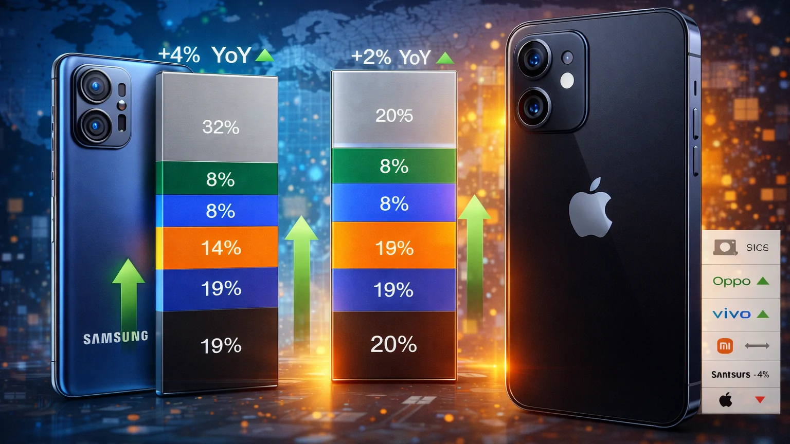 Apple แซง Samsung ขึ้นแท่นผู้นำตลาดสมาร์ตโฟนโลกปี 2025 ท่ามกลางตลาดที่เริ่มฟื้นตัว