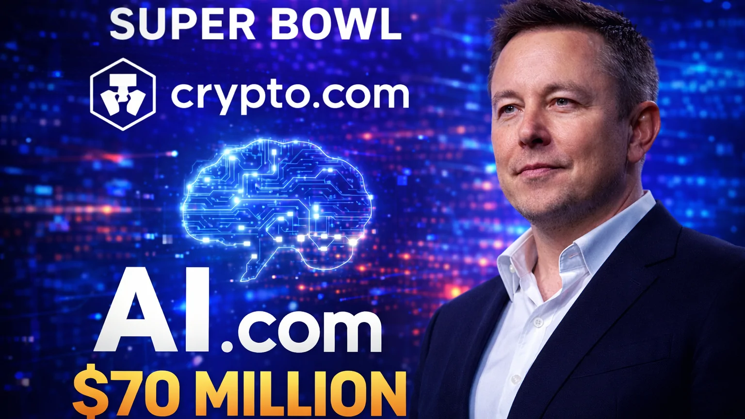 Crypto.com ทุ่ม 70 ล้านดอลลาร์ซื้อ AI.com สร้างสถิติโดเมนแพงสุดในโลก เตรียมเปิดตัวช่วงซูเปอร์โบวล์