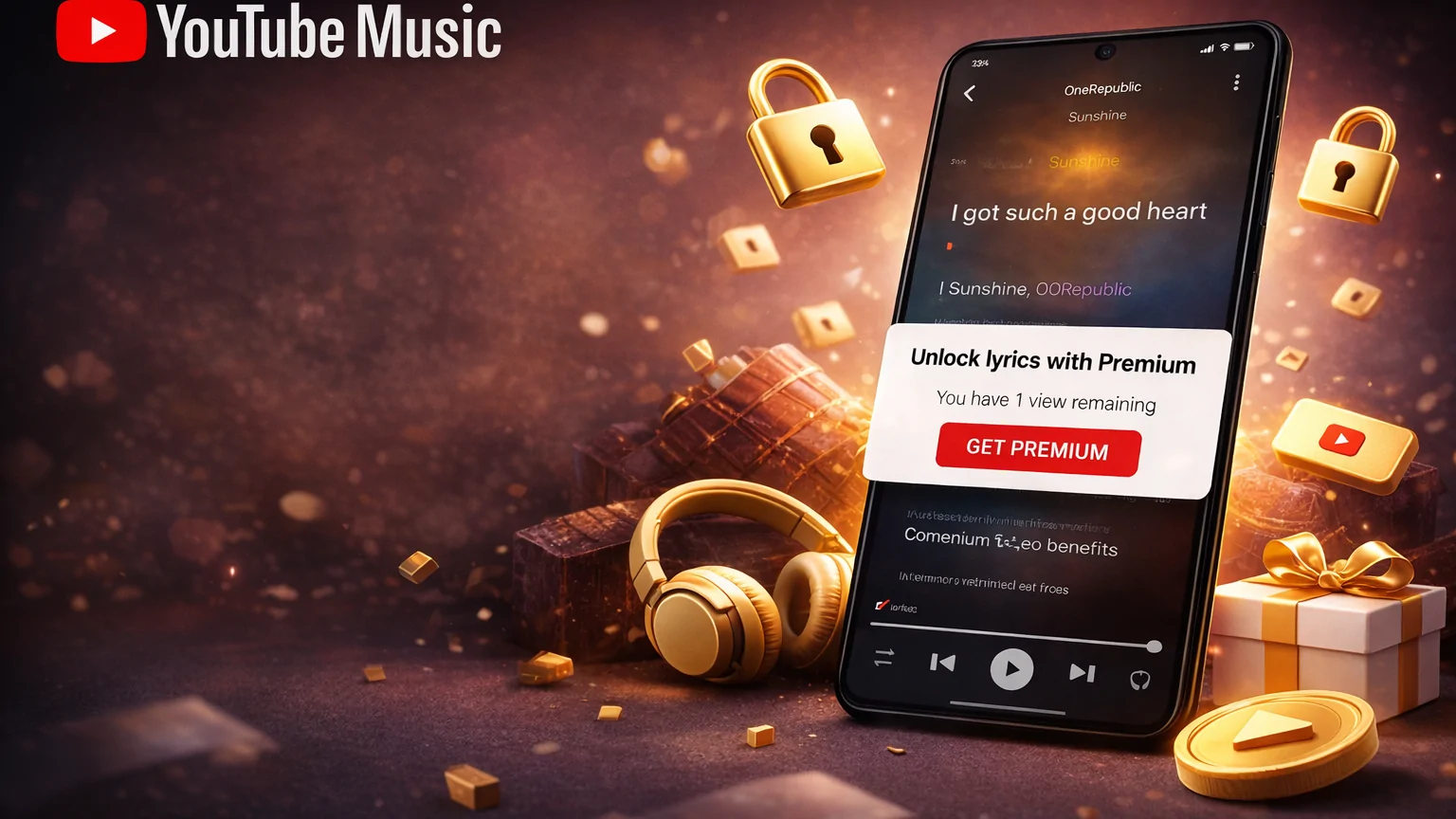 YouTube Music จำกัดการดูเนื้อเพลง ผู้ใช้ฟรีต้องสมัคร Premium เพื่อใช้งานต่อ