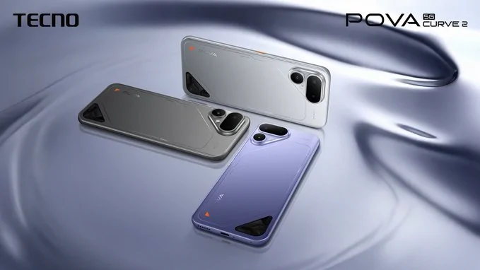 TECNO เปิดดีไซน์ POVA Curve 2 5G โชว์สีใหม่ Mystic Purple, Melting Silver และ Storm Titanium