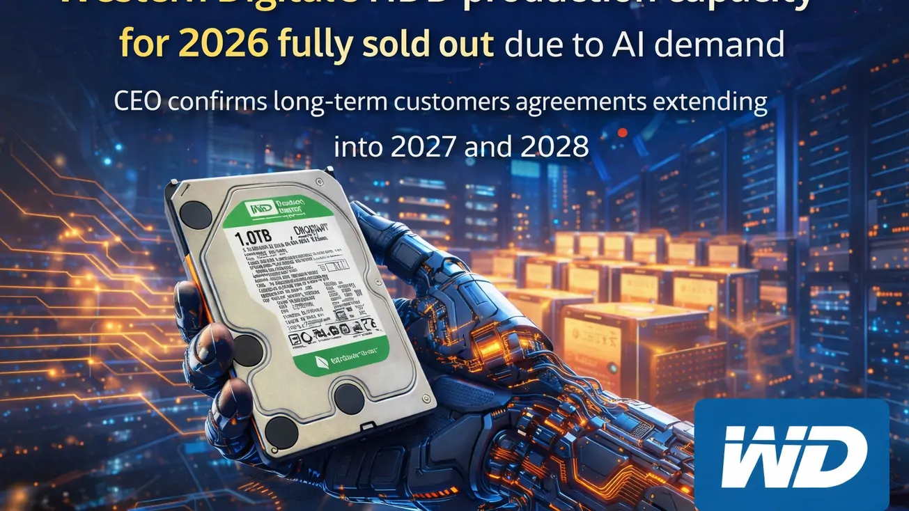 Western Digital เผยกำลังผลิต HDD ปี 2026 ถูกจองเต็มแล้ว เหตุความต้องการ AI พุ่ง