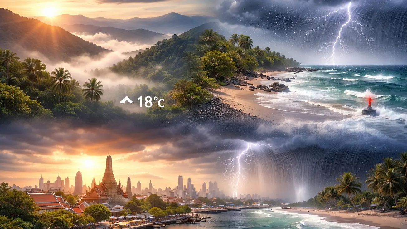 พยากรณ์อากาศวันที่ 19 กุมภาพันธ์ 2569 ไทยตอนบนเย็นตอนเช้า ใต้ฝนเพิ่ม 30%