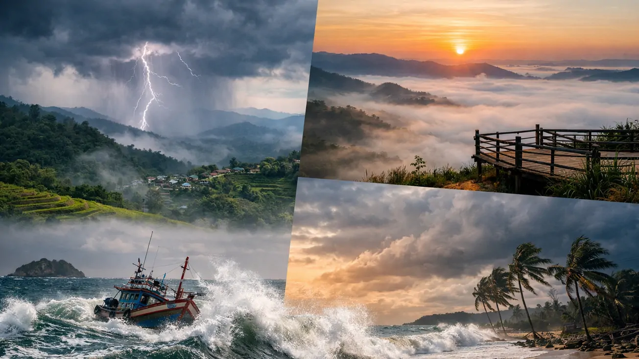 กรมอุตุฯ พยากรณ์อากาศ 20 ก.พ. 69 เหนือฝนบางแห่ง อีสานเช้าเย็น ใต้คลื่นสูงกว่า 2 เมตร