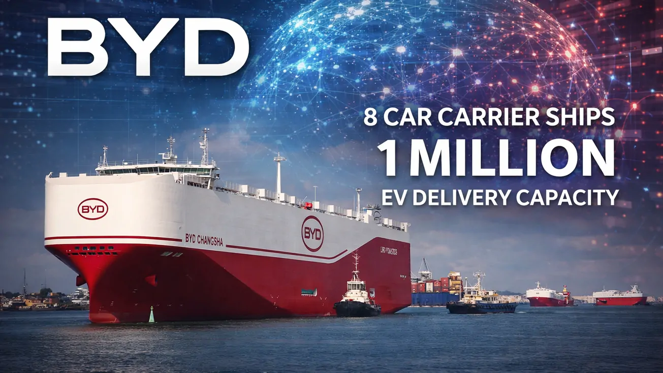 BYD มีกองเรือขนส่ง 8 ลำ ส่งออกรถยนต์ไฟฟ้าได้กว่า 1 ล้านคันต่อปี