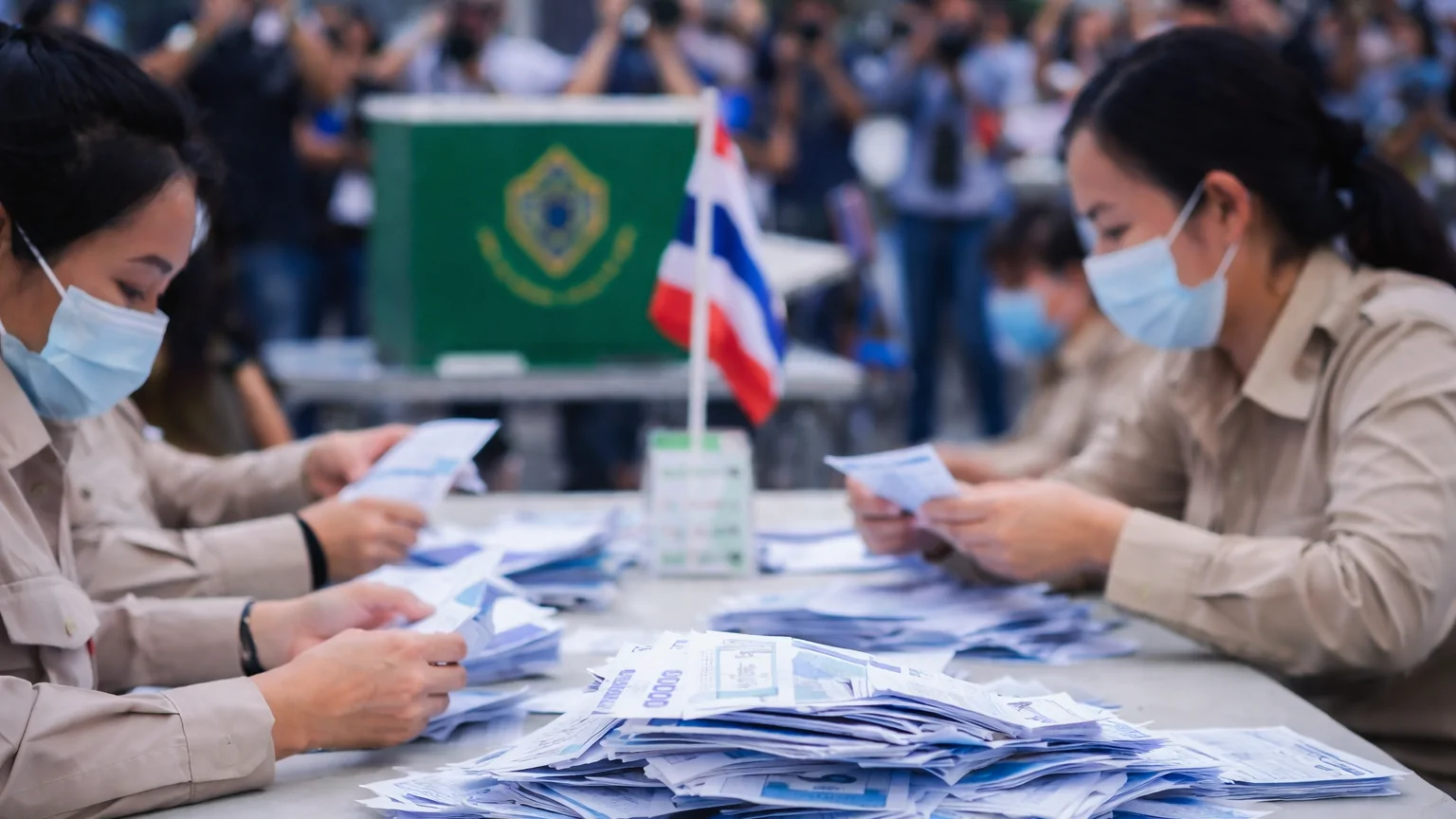 ผลการนับคะแนนเลือกตั้ง ส.ส.น่าน เขต 1 หน่วย 3 ไชยสถาน คะแนนเสมอ 112 เสียง 2 ผู้สมัครนำร่วม