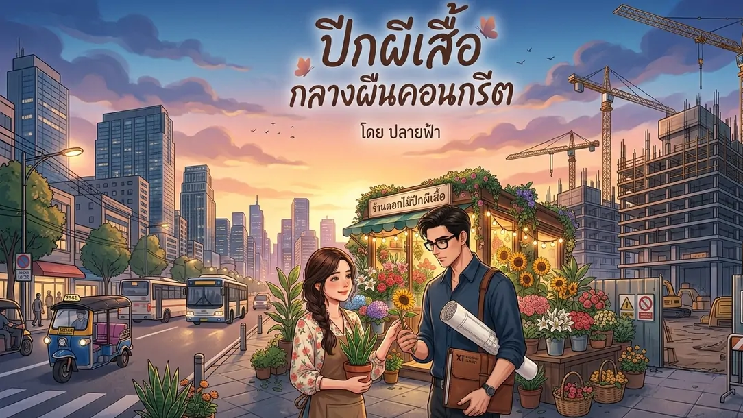 ระหว่างผืนคอนกรีตกับกลีบดอกไม้