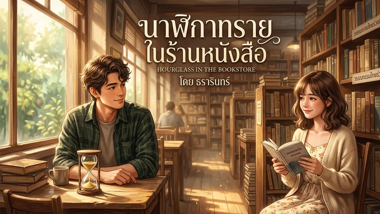 นาฬิกาทรายในร้านหนังสือ
