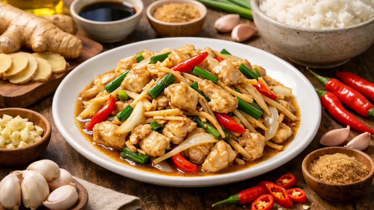 สูตรไก่ผัดขิง รสกลมกล่อม หอมขิงอ่อนๆ ทำง่าย ได้สุขภาพ