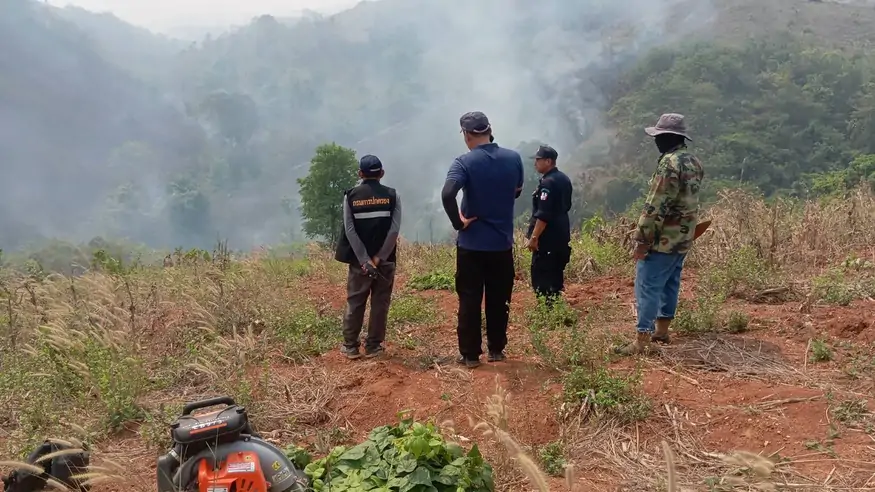 น่านผนึกกำลังเร่งควบคุมไฟป่าเวียงสา สกัดวงกว้างตามนโยบาย Single Command