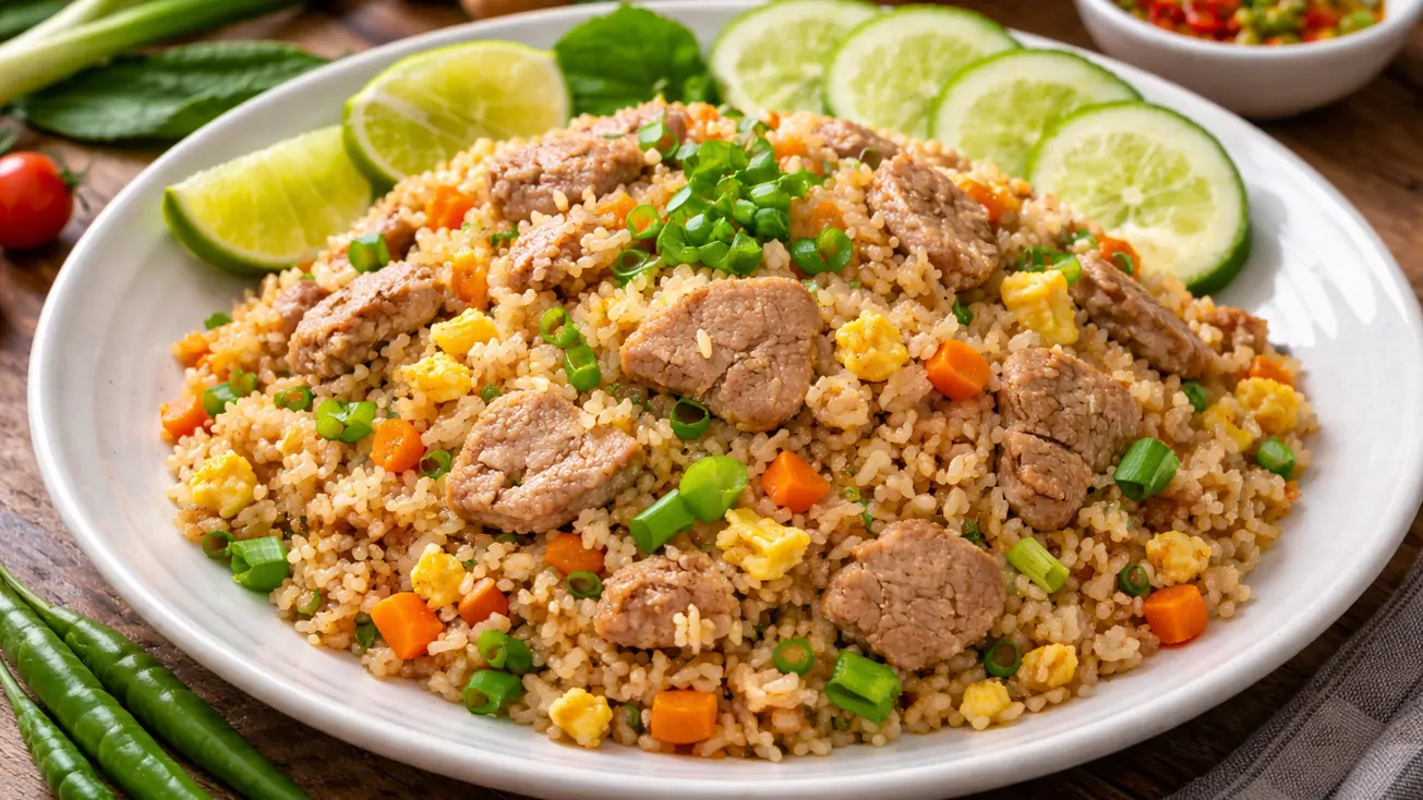 สูตรข้าวผัดหมู ทำง่าย หอมกลิ่นกระทะ อร่อยครบเครื่อง