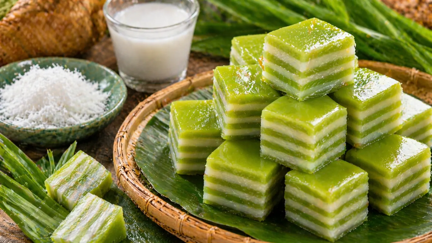 สูตรขนมชั้นใบเตย สูตรนุ่มหนึบ สีสันสวยงาม ทำเองได้ที่บ้าน