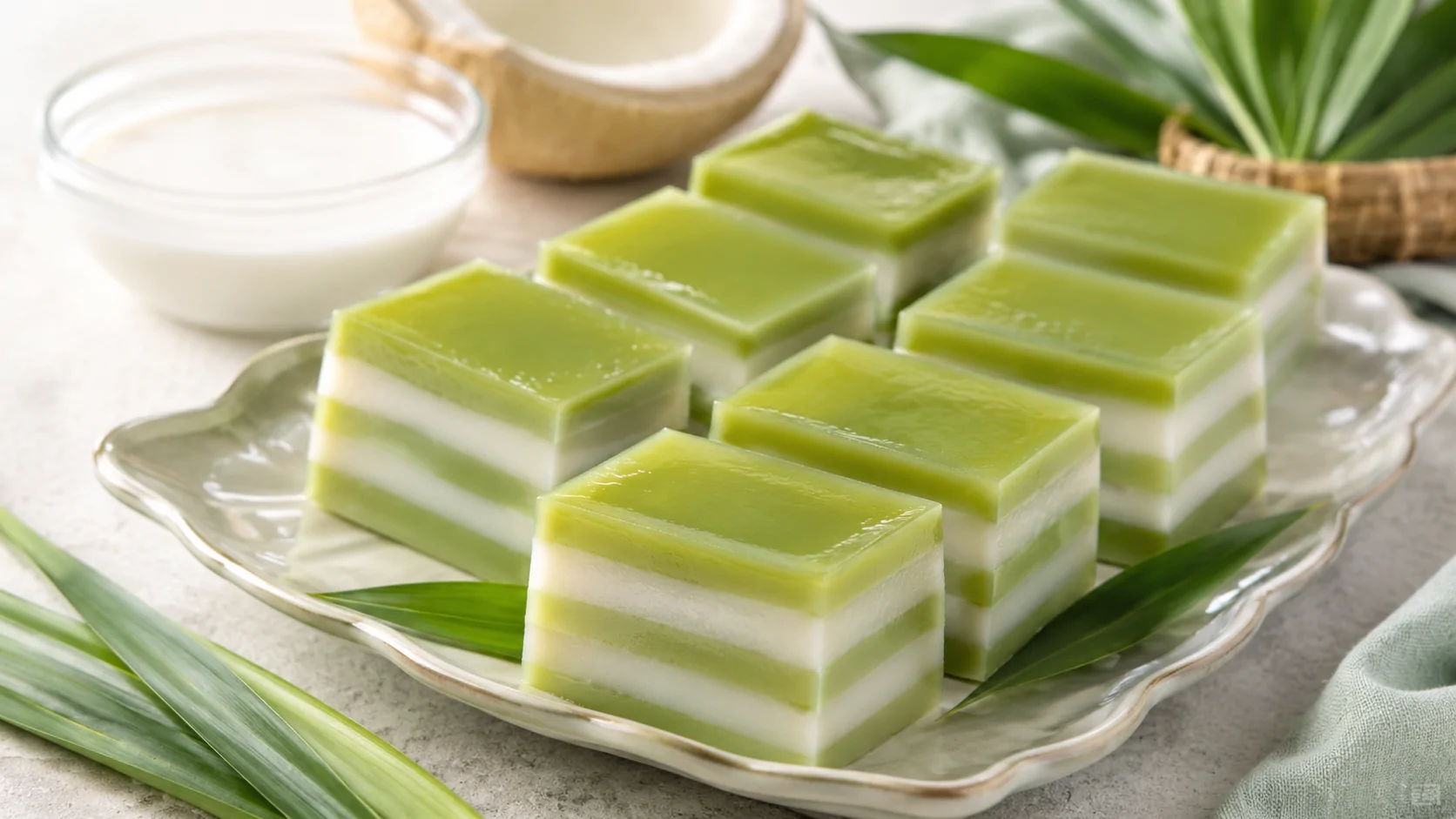 สูตรวุ้นกะทิใบเตย หอมหวานชื่นใจ เนื้อสัมผัสละมุน ทำง่ายได้ที่บ้าน