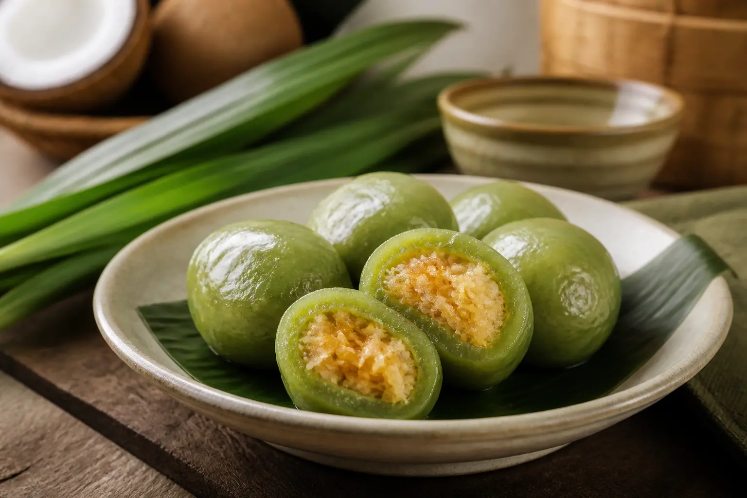 สูตรขนมต้มใบเตย แป้งนุ่มหนึบ ไส้มะพร้าวหอมหวาน มันกลมกล่อม