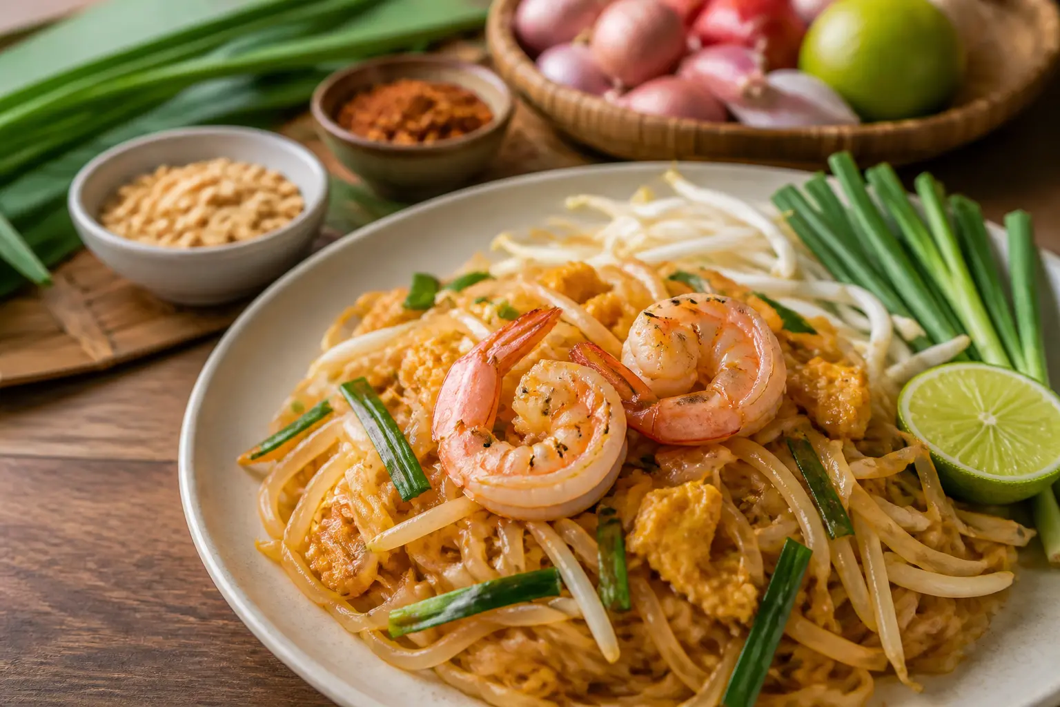 สูตรผัดไทยกุ้งสด เส้นเหนียวนุ่ม รสชาติกลมกล่อมแบบต้นตำรับ