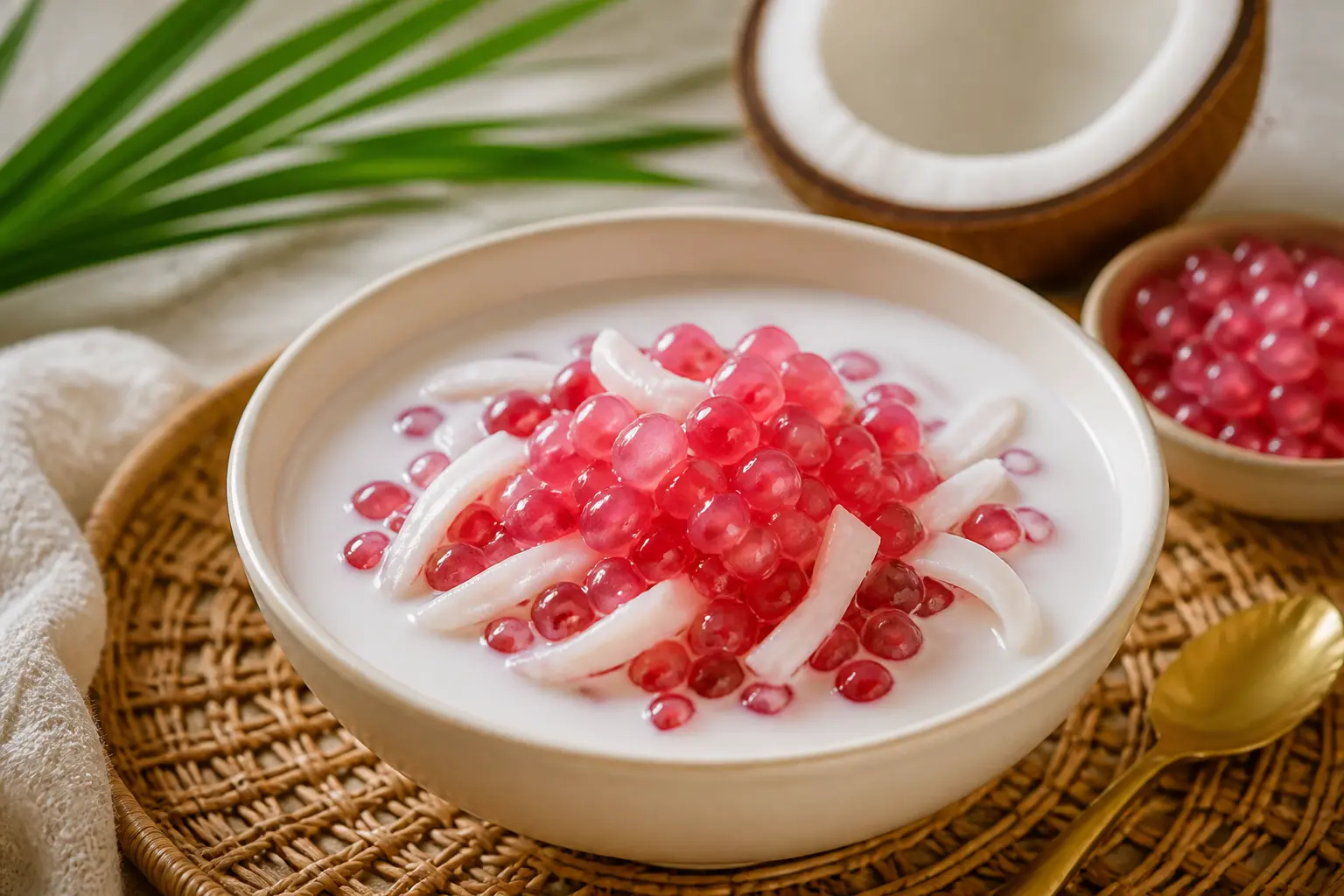 สูตรทับทิมกรอบกะทิสด หอมหวานชื่นใจด้วยเนื้อมะพร้าวอ่อน