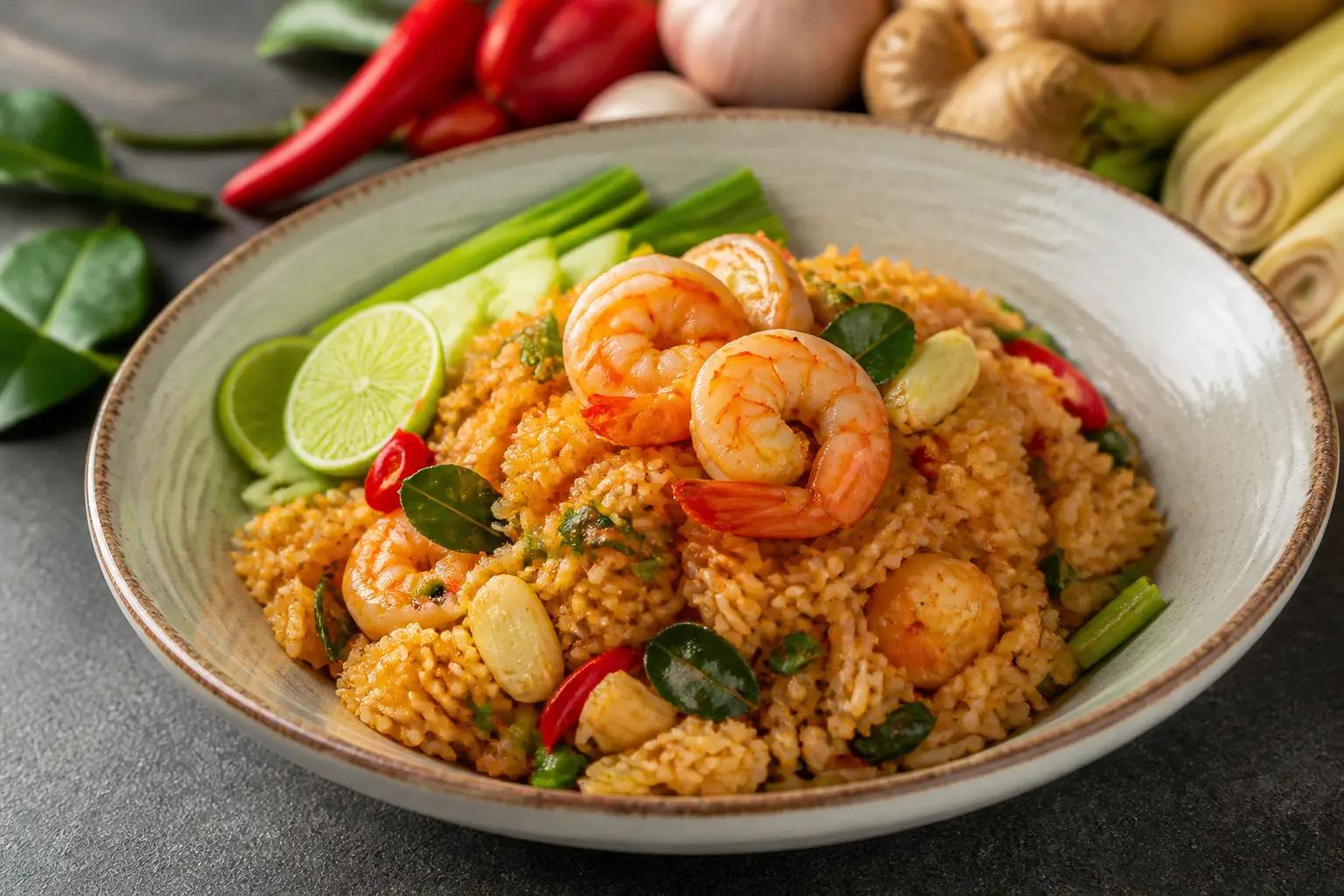 สูตรข้าวผัดต้มยำกุ้ง รสชาติจัดจ้านถึงเครื่องสมุนไพรไทย
