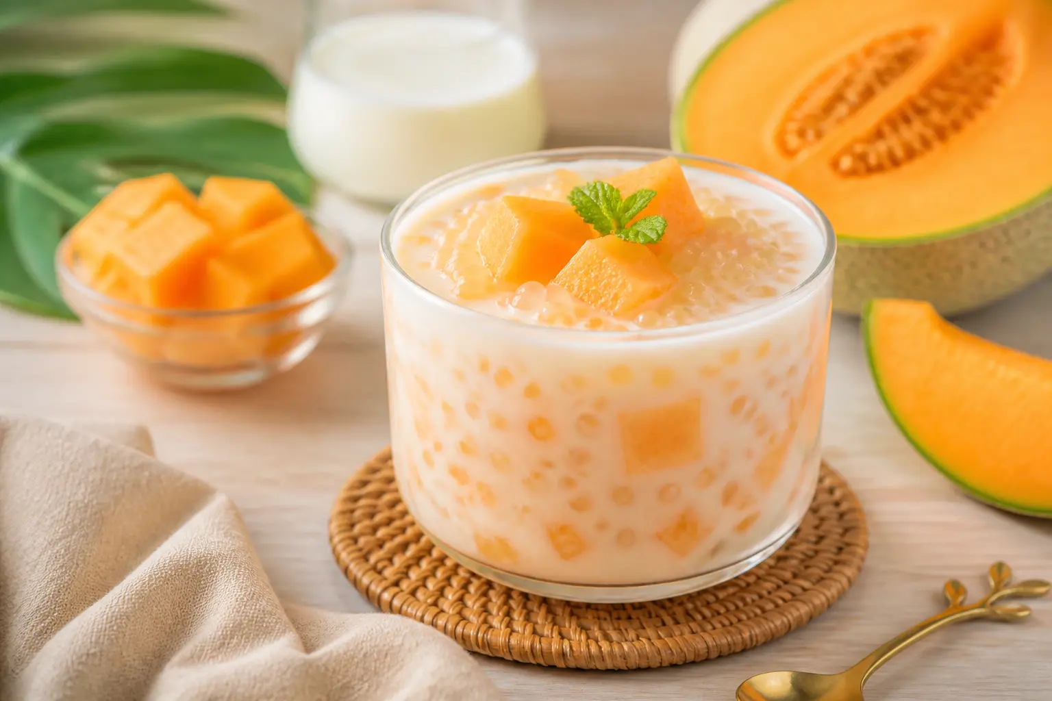 สูตรสาคูแคนตาลูปนมสด หอมหวานชื่นใจคลายร้อน