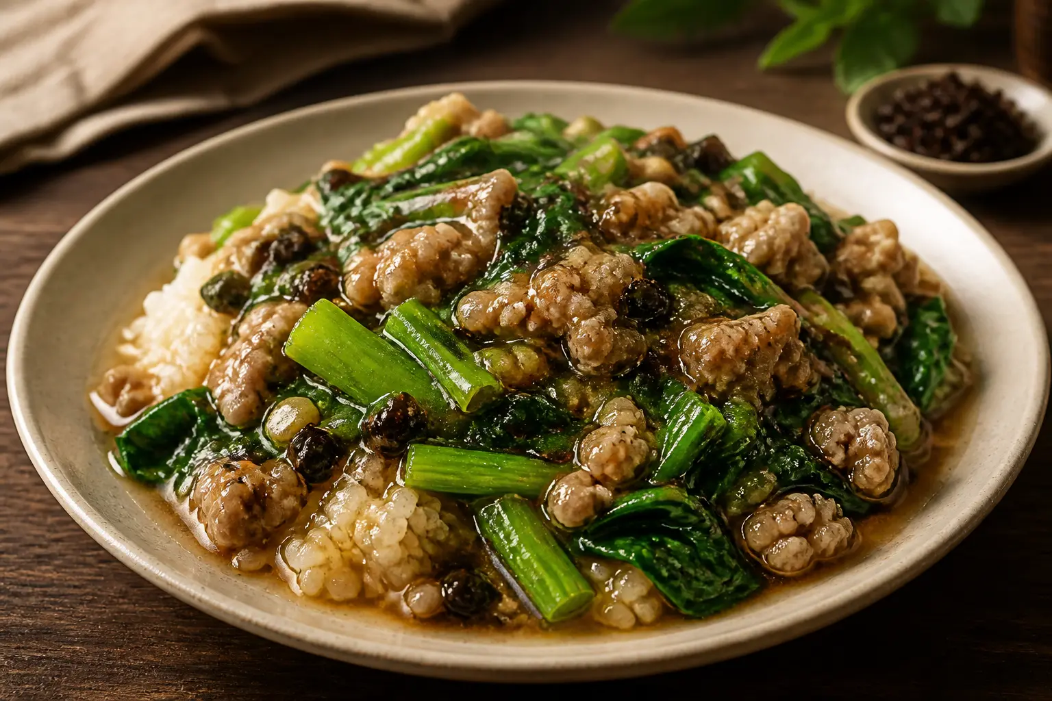 สูตรข้าวราดหน้าหมูสับหนำเลี๊ยบ รสเค็มกลมกล่อม หอมมันถึงเครื่อง