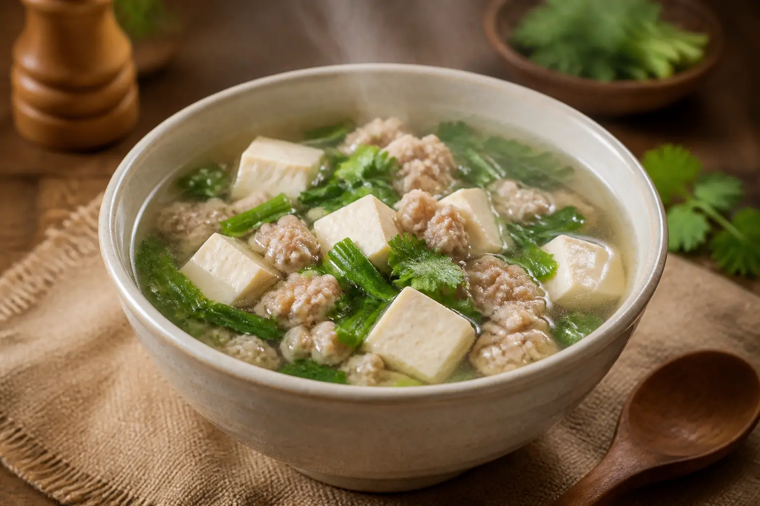 สูตรต้มจืดเต้าหู้หมูสับ เมนูซดน้ำร้อนคล่องคอแสนอร่อย