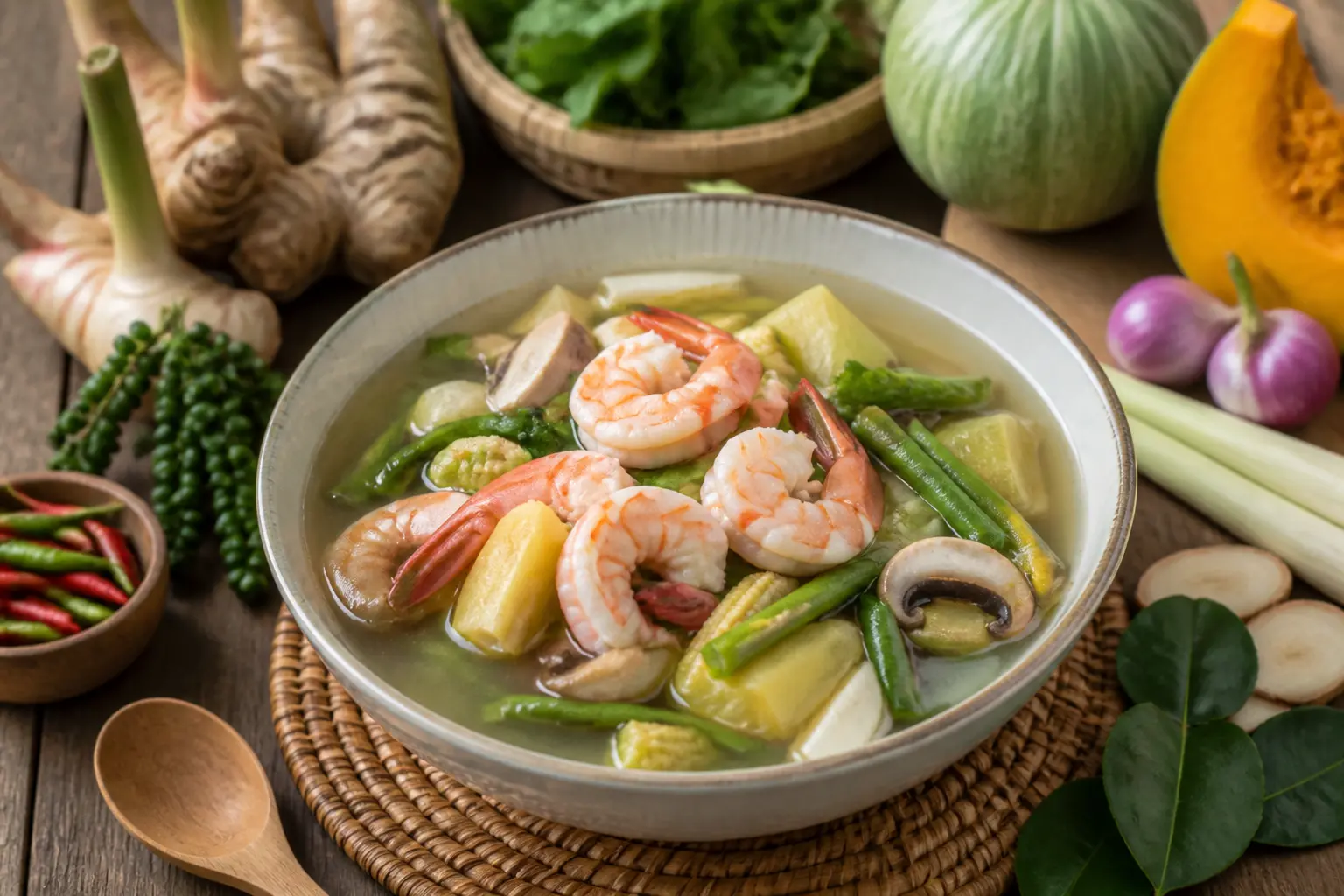 สูตรแกงเลียงกุ้งสด เมนูสมุนไพรไทยเสริมภูมิคุ้มกัน