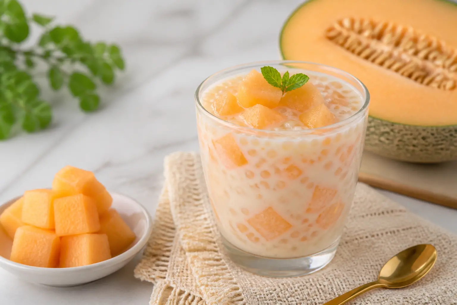 สูตรสาคูแคนตาลูปนมสด หอมหวานเย็นชื่นใจคลายร้อน