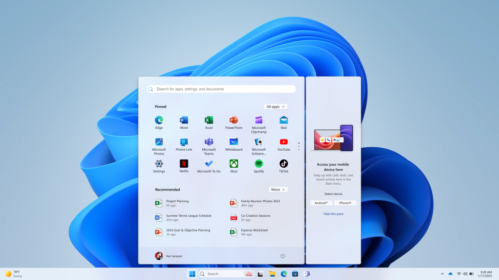 ไมโครซอฟท์เปิดฟีเจอร์ใหม่ให้เชื่อมต่อ iPhone และ Android กับ Windows PC ผ่านเมนู Start
