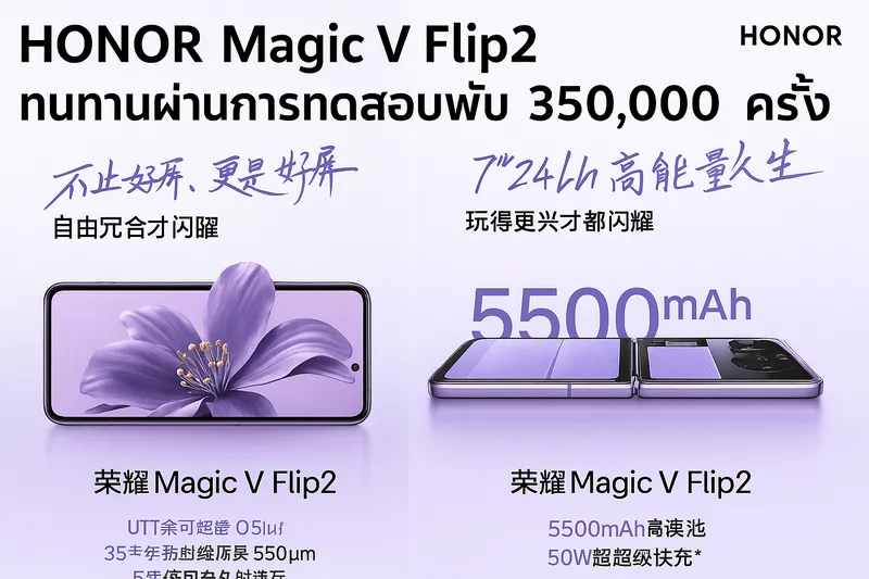Honor เปิดตัวสมาร์ทโฟนจอพับรุ่นใหม่ Magic V Flip 2 พร้อมกระจก UTG ทนทานสูง