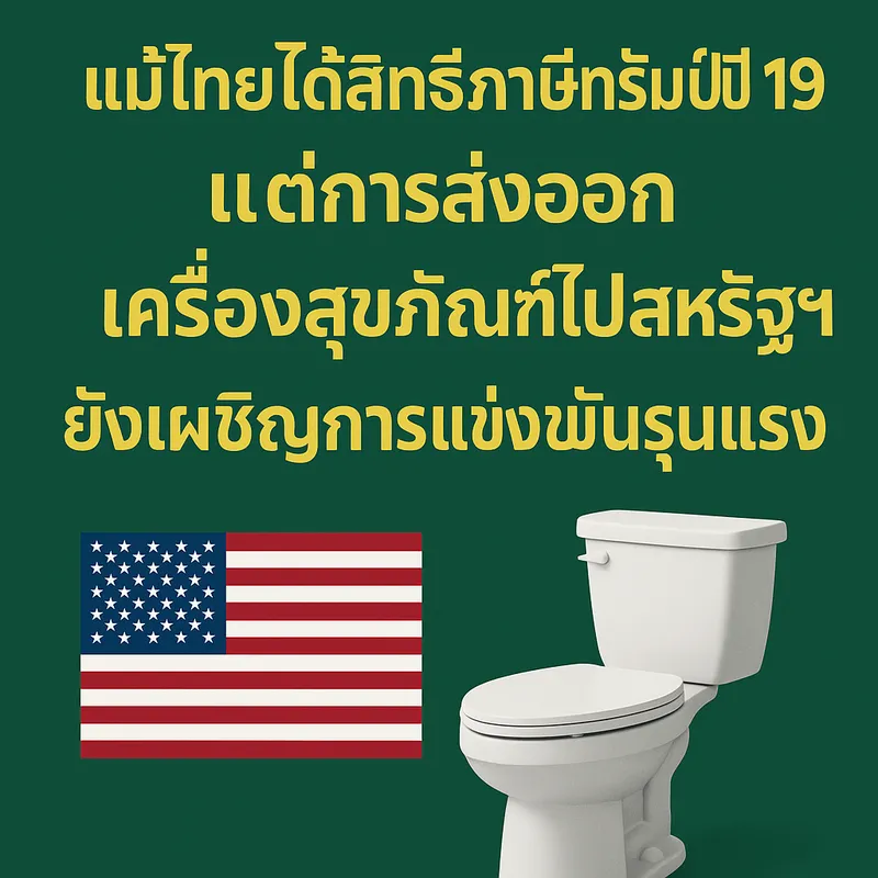 แม้ไทยได้สิทธิภาษีทรัมป์ปีที่ 19% แต่การส่งออกเครื่องสุขภัณฑ์ไปสหรัฐฯ ยังเผชิญการแข่งขันรุนแรง