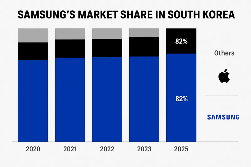 Samsung ครองส่วนแบ่งตลาดสมาร์ทโฟนในเกาหลีใต้สูงถึง 82% สูงสุดในรอบหลายปี